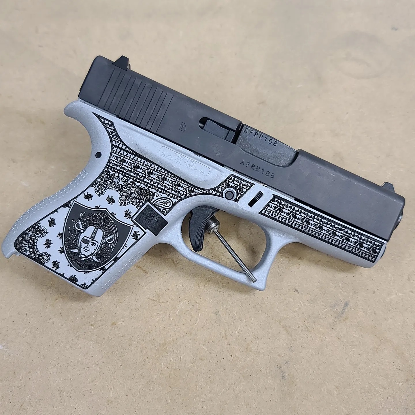 We cerakoted this Glock 43 frame in crushed silver cerakote and then ...