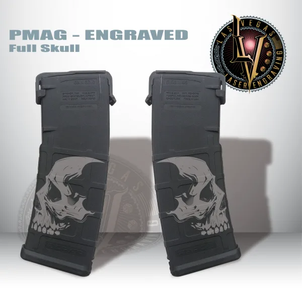 Custom Engraved PMAG Magazine – Full Skull 1 Engraved Pmags