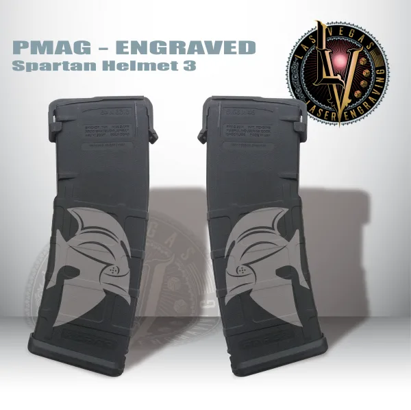 Custom Engraved PMAG Magazine – Spartan Helmet (Style 3) 1 Engraved Pmag