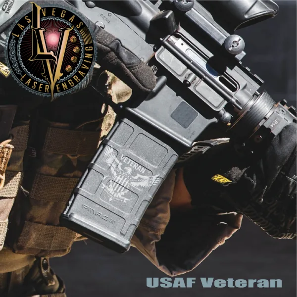 Custom Engraved PMAG Magazine – USAF Veteran 3 Engraved Pmags