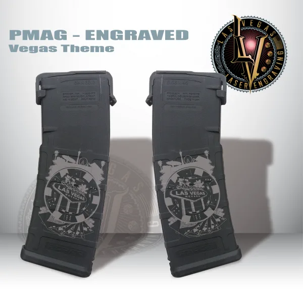 Custom Engraved PMAG Magazine – Las Vegas Theme 1 Engraved Pmag
