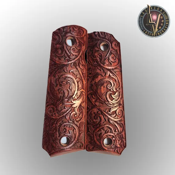 Custom Laser Engraved 1911 Wood Grips - Filigree Edition 1 1911 Laser Engraved Wood Grips Filigree Edition
