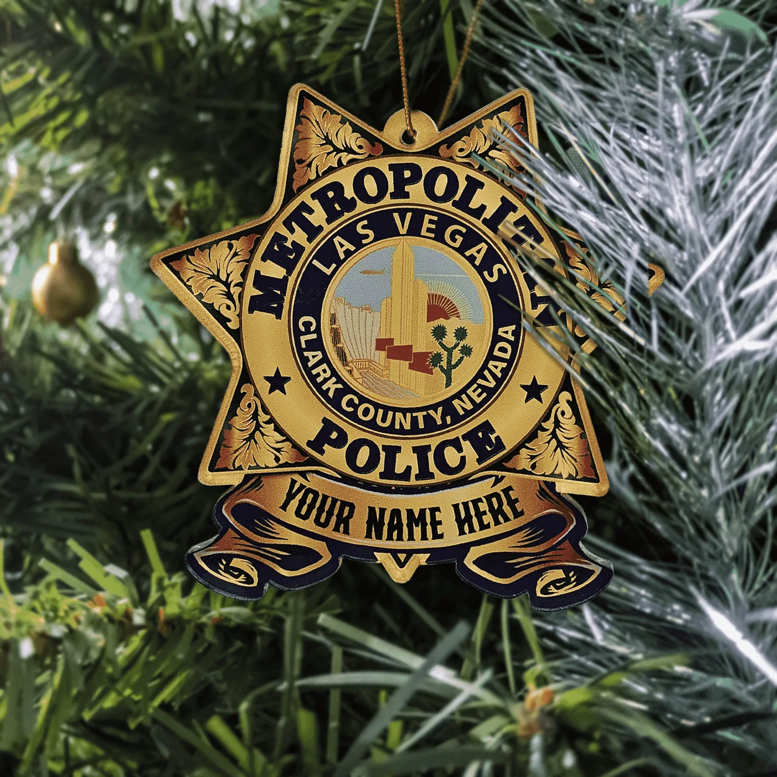 Police Officer Personalized Acrylic Christmas Star Ornament 5 2LVMPD Badge 2