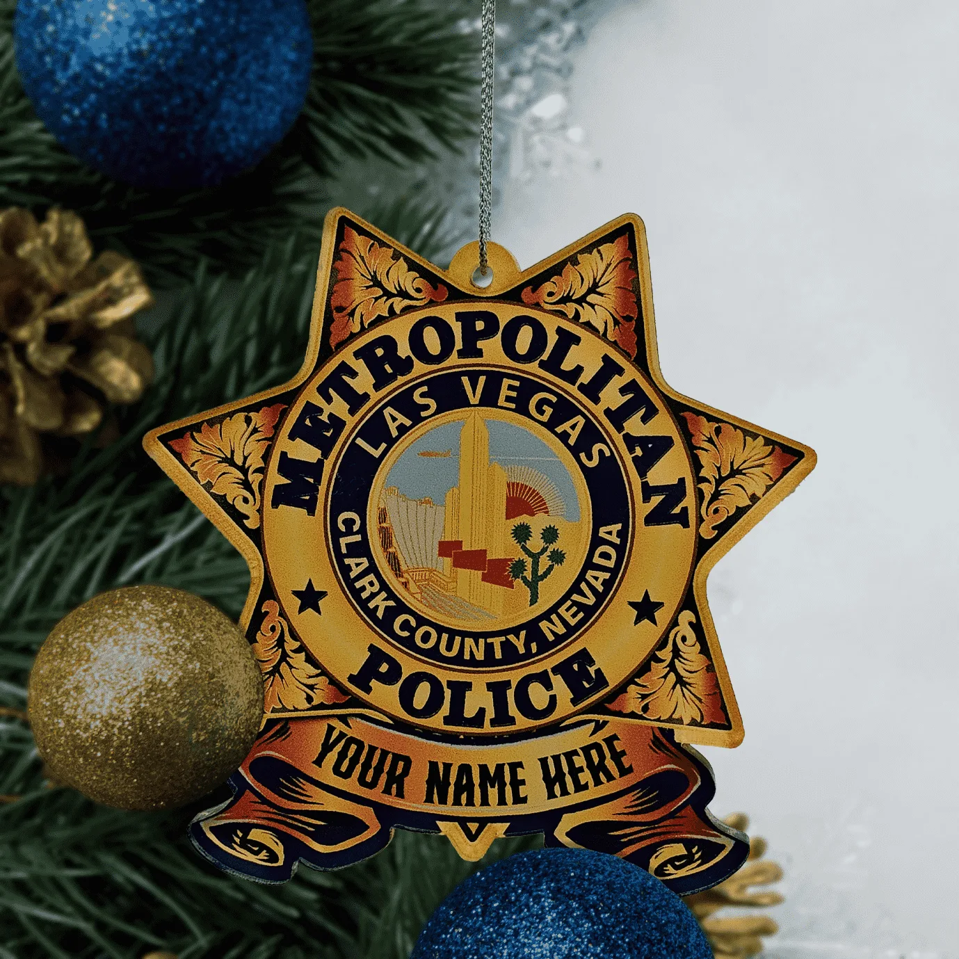 Police Officer Personalized Acrylic Christmas Star Ornament 4 32LVMPD Badge 3