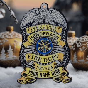 Fireman Personalized Acrylic Christmas Ornament