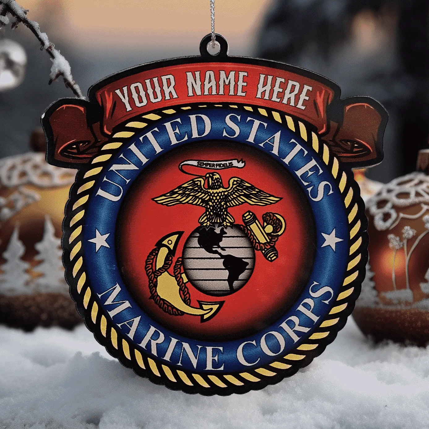 US Marines Personalized Acrylic Christmas Ornament 1 US Marines Personalized Acrylic Christmas Ornament