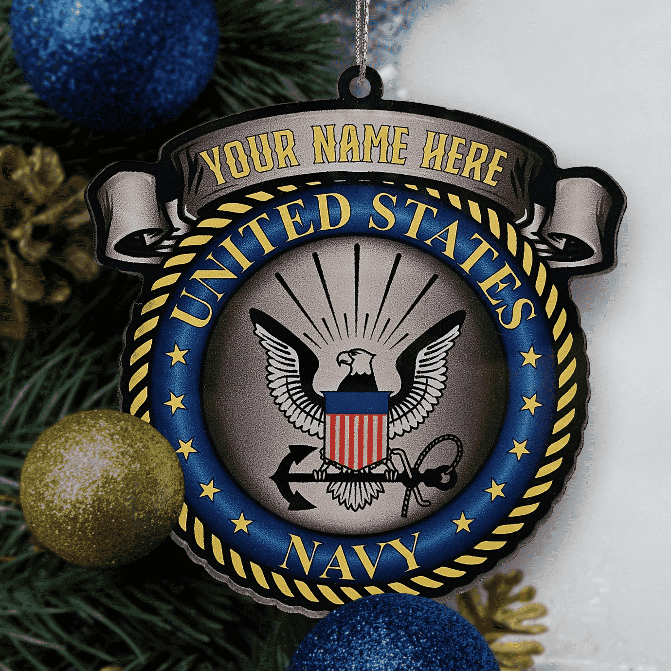 NAVY Personalized Acrylic Christmas Ornament