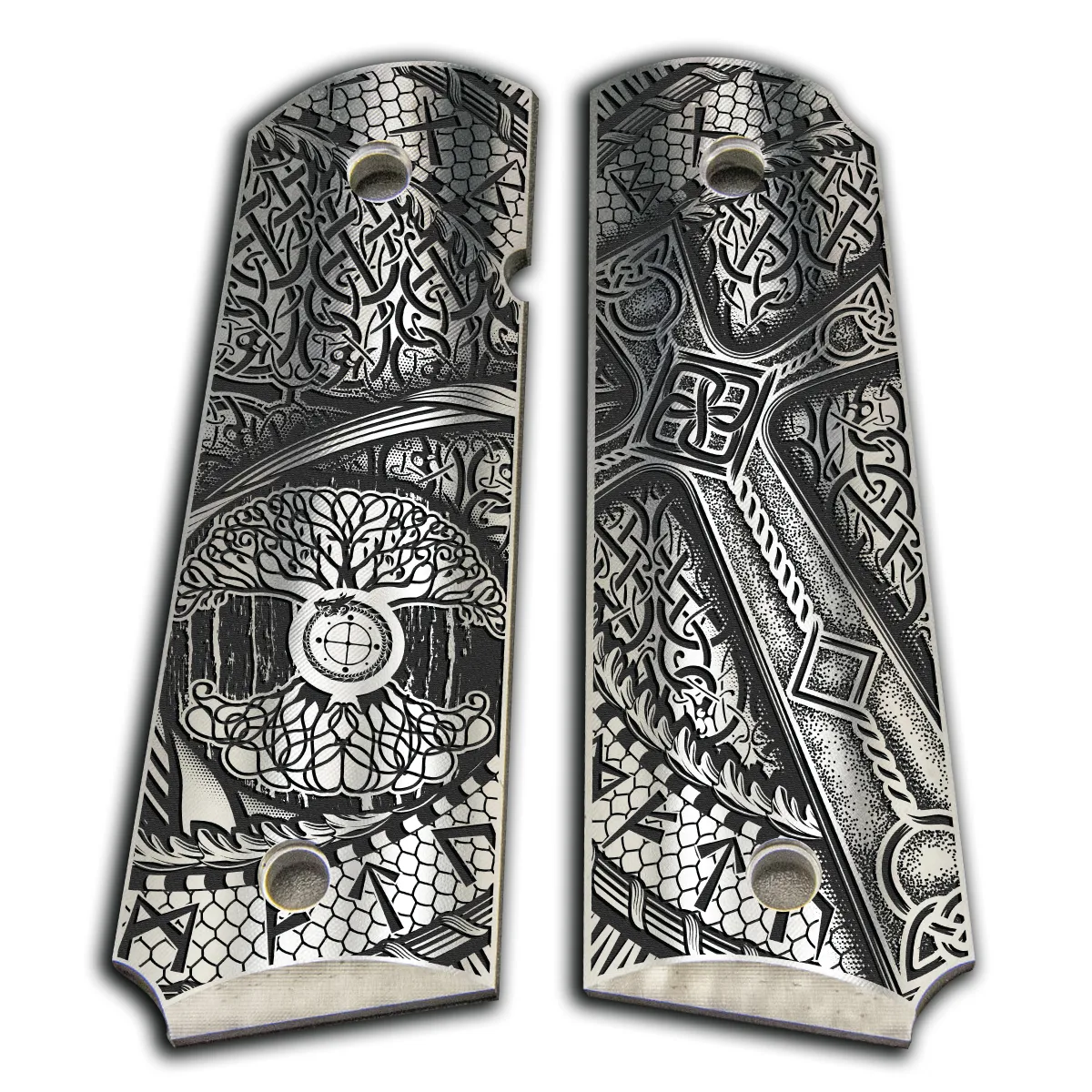 Custom Laser Engraved 1911 Aluminum Grips - Celtic Ways 1 Custom Engraved 1911 Grips