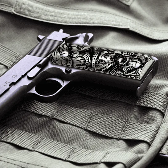 Custom Laser Engraved 1911 Aluminum Grips - Viking Warrior 2 Custom Laser Engraved 1911 Aluminum Grips - Viking Warrior