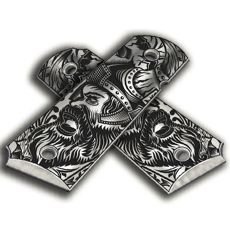 Custom Laser Engraved 1911 Aluminum Grips - Viking Warrior 3 Custom Laser Engraved 1911 Aluminum Grips - Viking Warrior