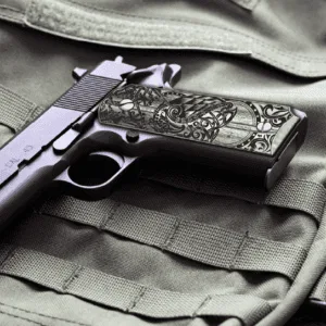 Custom Laser Engraved 1911 Aluminum Grips - Shield and Sword